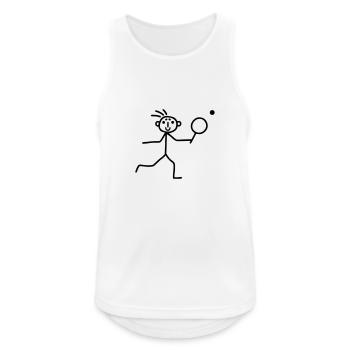 Strichmännchen Badminton - Männer Tank Top atmungsaktiv - Weiß - Vorne - Nick (188cm)