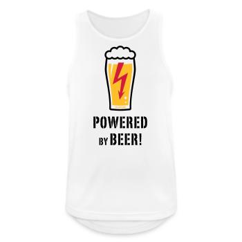 Powered By Beer! (Bier / Blitz / POS) - Männer Tank Top atmungsaktiv - Weiß - Vorne - Nick (188cm)
