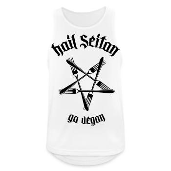 Hail Seitan - Go Vegan 1.1 - Men's Breathable Tank Top - white - Front - Nick (188cm)