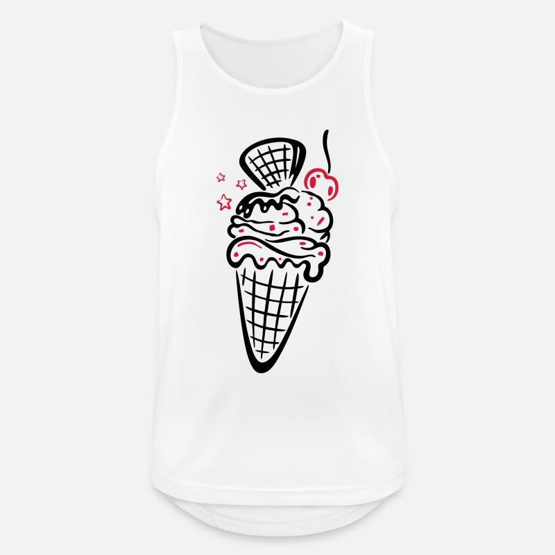 Eis, Eiswaffel mit Kirsche - Männer Tank Top atmungsaktiv - Weiß