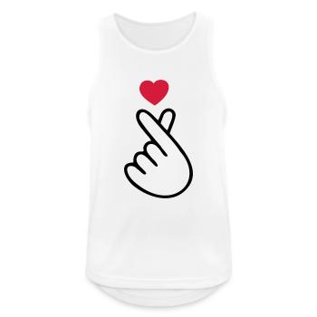 ♥I Love You-Cute Korean Finger Heart Sign♥ - Men's Breathable Tank Top - white - Front - Nick (188cm)