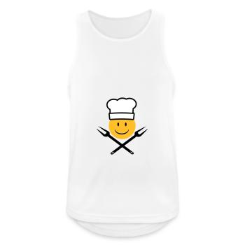 grillen - Männer Tank Top atmungsaktiv - Weiß - Vorne - Nick (188cm)