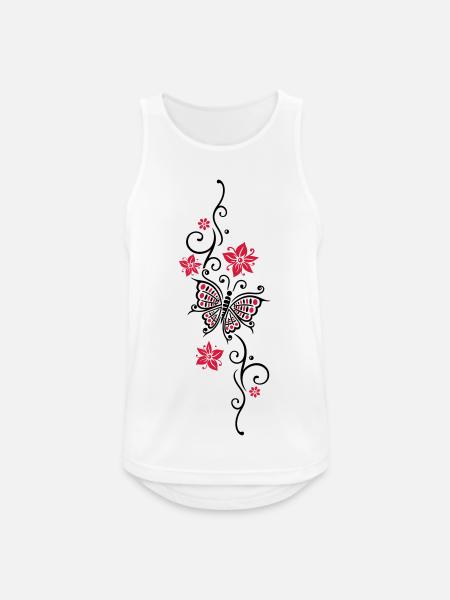 Floral tendril butterfly summer flowers flowers - Men's Breathable Tank Top - white