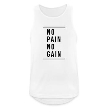 No pain no gain -Pas de souffrance pas de réussite - Débardeur respirant Homme - blanc - Devant - Nick (188cm)