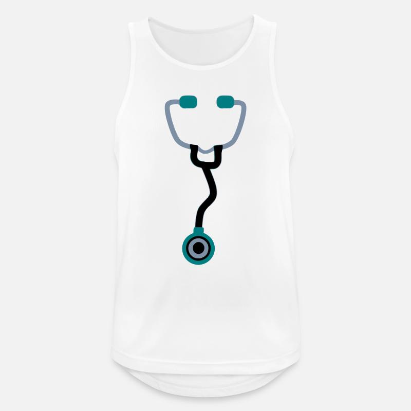 Stetoskop - Männer Tank Top atmungsaktiv - Weiß