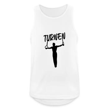 Turnen, Turner an Ringen - Männer Tank Top atmungsaktiv - Weiß - Vorne - Nick (188cm)