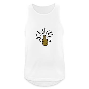 pouce en l'air / thumb up (sparkly, 2c) - Débardeur respirant Homme - blanc - Devant - Nick (188cm)