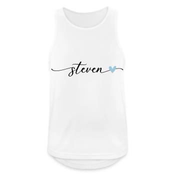 Steven Name Calligraphie Police - Débardeur respirant Homme - blanc - Devant - Nick (188cm)