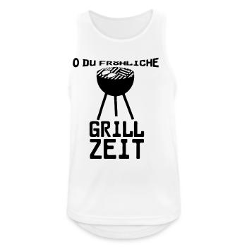 O du fröhliche Grillzeit Grillen Party Geschenk - Männer Tank Top atmungsaktiv - Weiß - Vorne - Nick (188cm)