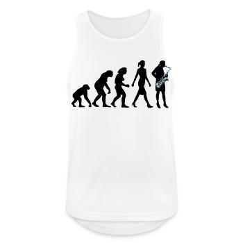 Evolution der Frau Saxophon Spielerin - Männer Tank Top atmungsaktiv - Weiß - Vorne - Nick (188cm)