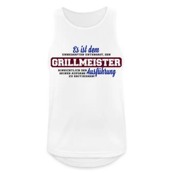Grillmeister - Männer Tank Top atmungsaktiv - Weiß - Vorne - Nick (188cm)