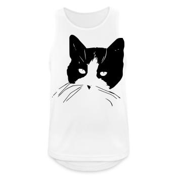 Katzengesicht - Männer Tank Top atmungsaktiv - Weiß - Vorne - Nick (188cm)