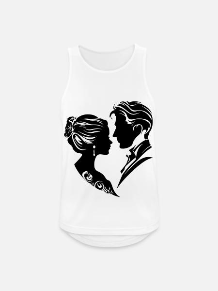 Silhouette de mariage de couple marié - Débardeur respirant Homme - blanc