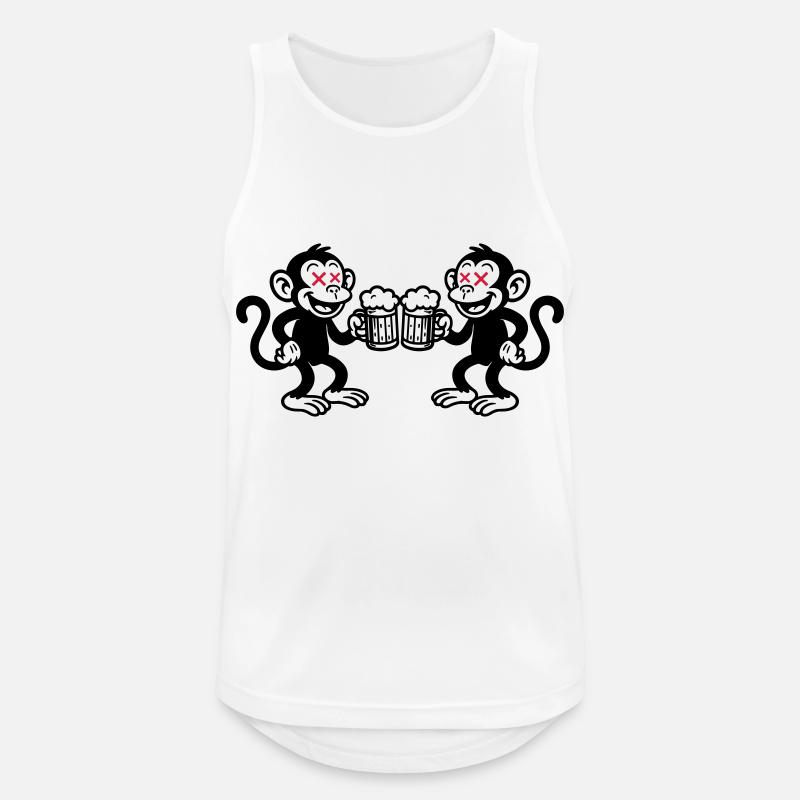 Bier Affe Saufen - Männer Tank Top atmungsaktiv - Weiß