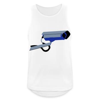 Überwachungskamera - Männer Tank Top atmungsaktiv - Weiß - Vorne - Nick (188cm)