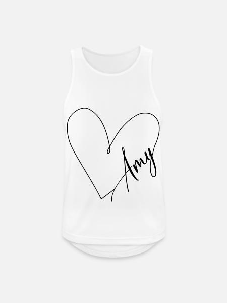 Amy Name Heart Line - Men's Breathable Tank Top - white