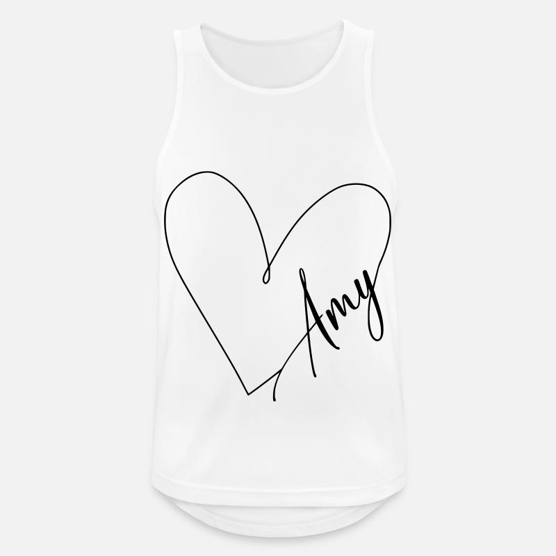 Amy Name Heart Line - Men's Breathable Tank Top - white