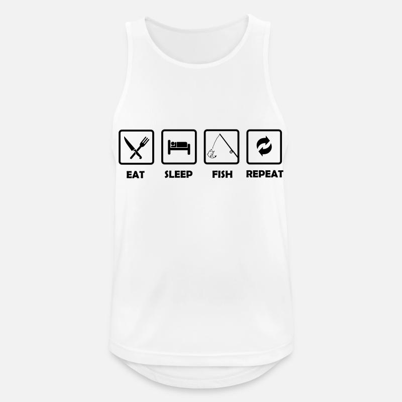 eat_sleep_fish_repeat - Männer Tank Top atmungsaktiv - Weiß