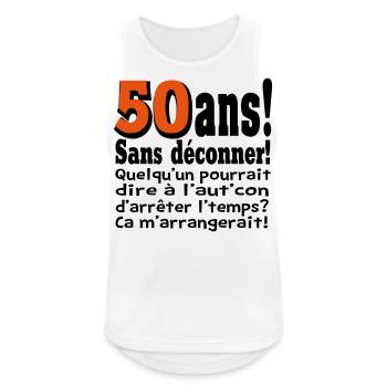VISUEL,MOTIF POUR ANNIVERSAIRE SANS DEC - Débardeur respirant Homme - blanc - Devant - Nick (188cm)