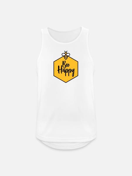 Bee Happy - Männer Tank Top atmungsaktiv - Weiß