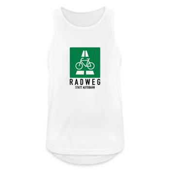 RADWEG STATT AUTOBAHN FAHRRADSCHILD - Männer Tank Top atmungsaktiv - Weiß - Vorne - Nick (188cm)