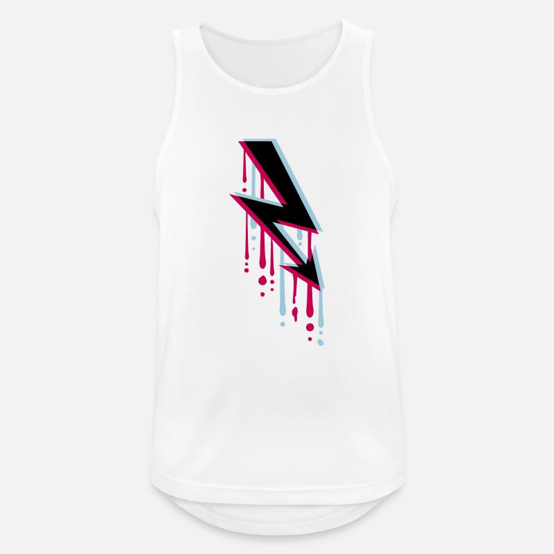 slipp graffiti 3d elektrisk lyn elektrisitet energi - Pustende singlet for menn - hvit