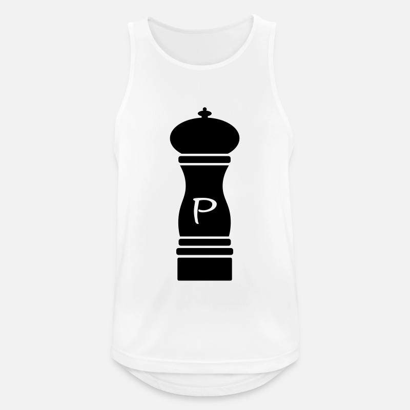 Pfeffer - Pfeffermühle - pepper mill - Männer Tank Top atmungsaktiv - Weiß