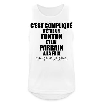 c'est compliqué d'etre un tonton et un parrain - Débardeur respirant Homme - blanc - Devant - Nick (188cm)