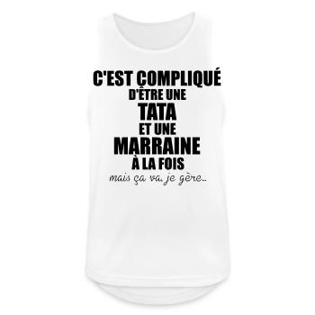 c'est compliqué d'etre une tata et une marraine - Débardeur respirant Homme - blanc - Devant - Nick (188cm)