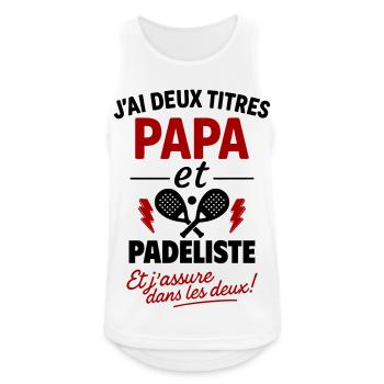 Papa Padeliste cadeau Noël fête des pères - Débardeur respirant Homme - blanc - Devant - Nick (188cm)