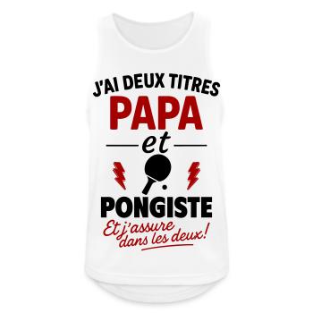 Papa Pongiste cadeau fête des pères Noël Ping Pong - Débardeur respirant Homme - blanc - Devant - Nick (188cm)