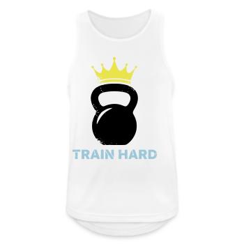 Kettlebell Crown Train Hard - Men's Breathable Tank Top - white - Front - Nick (188cm)
