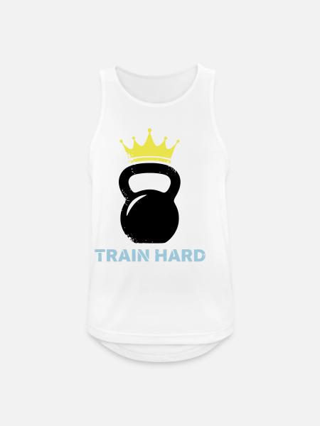 Kettlebell Crown Train Hard - Men's Breathable Tank Top - white