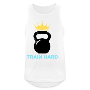Kettlebell Crown Train Hard - Men's Breathable Tank Top - white - Front - Nick (188cm)