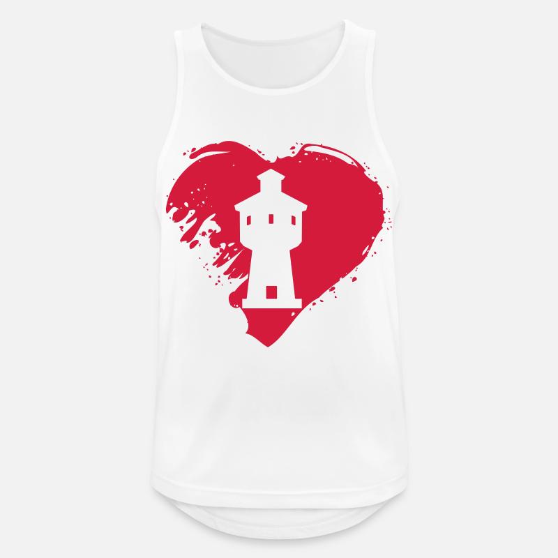 Langeoog Herz Wasserturm Geschenk - Männer Tank Top atmungsaktiv - Weiß