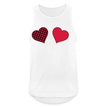 Geometric Heart Duo Red Black - Men's Breathable Tank Top - white - Front - Nick (188cm)