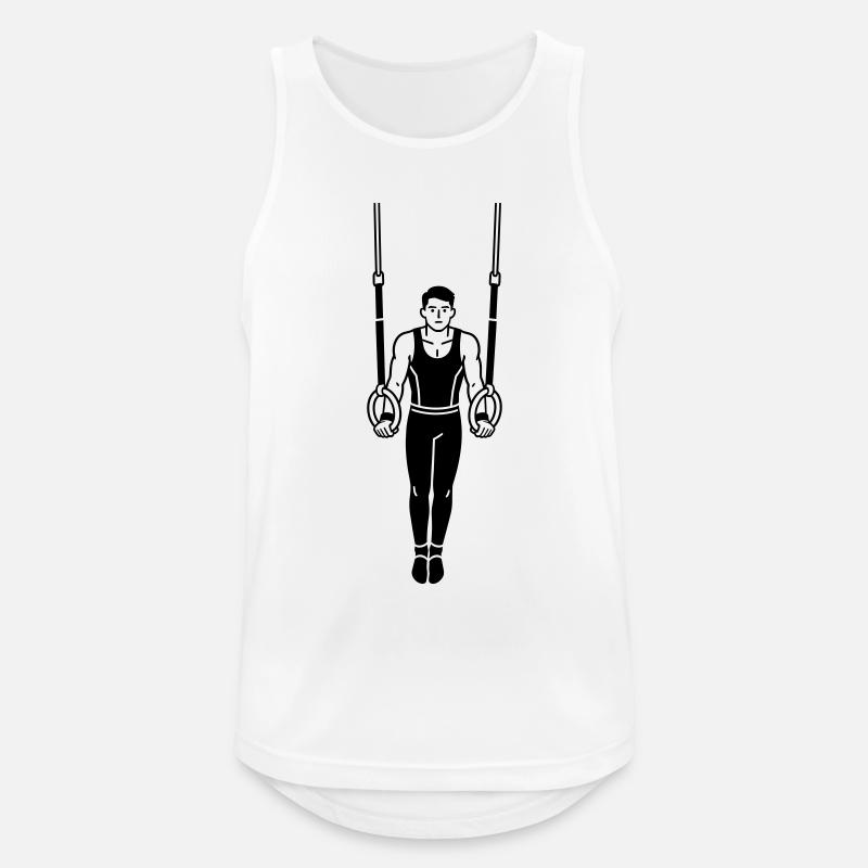 Turnringe - Männer Tank Top atmungsaktiv - Weiß