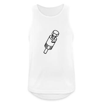 Mechanische_Puller_em3 - Männer Tank Top atmungsaktiv - Weiß - Vorne - Nick (188cm)