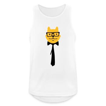 Schlaue Nerd Katze Hornbrille Geek Krawatte Brille - Männer Tank Top atmungsaktiv - Weiß - Vorne - Nick (188cm)