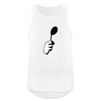 There is no spoon - Débardeur respirant Homme - blanc - Devant - Nick (188cm)
