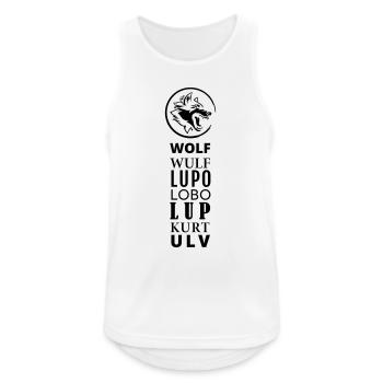 GOWILD Wolf Design in 7 languages - Men's Breathable Tank Top - white - Front - Nick (188cm)