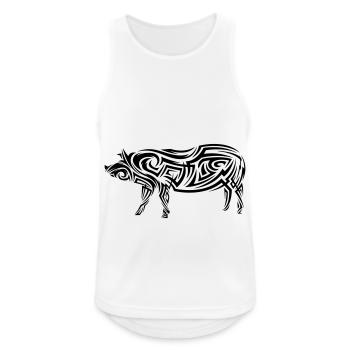 Tatouage tribal de cochon - Débardeur respirant Homme - blanc - Devant - Nick (188cm)