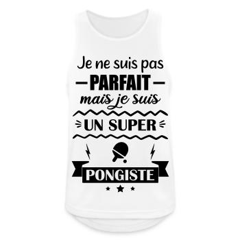 Super Pongiste Tennis de Table Ping-Pong Ping Pong - Débardeur respirant Homme - blanc - Devant - Nick (188cm)