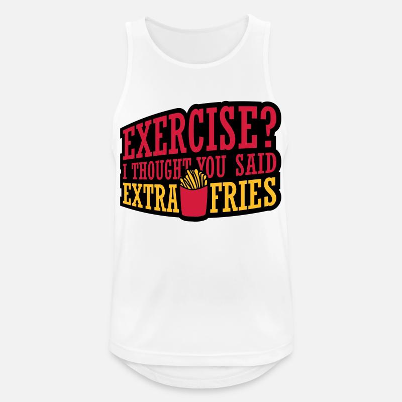 Exercise Extra Fries Zitat - Männer Tank Top atmungsaktiv - Weiß