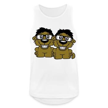 2 chiens nerds lunettes à monture de corne geeks bretelles intelligentes - Débardeur respirant Homme - blanc - Devant - Nick (188cm)