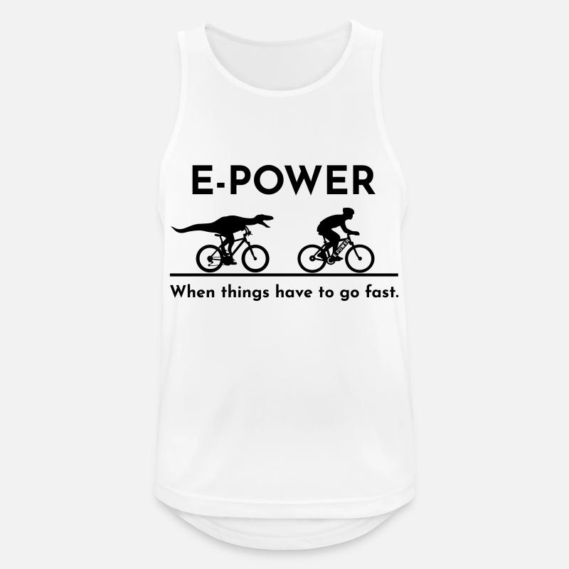 Velociraptor chasing e-biker - Men's Breathable Tank Top - white