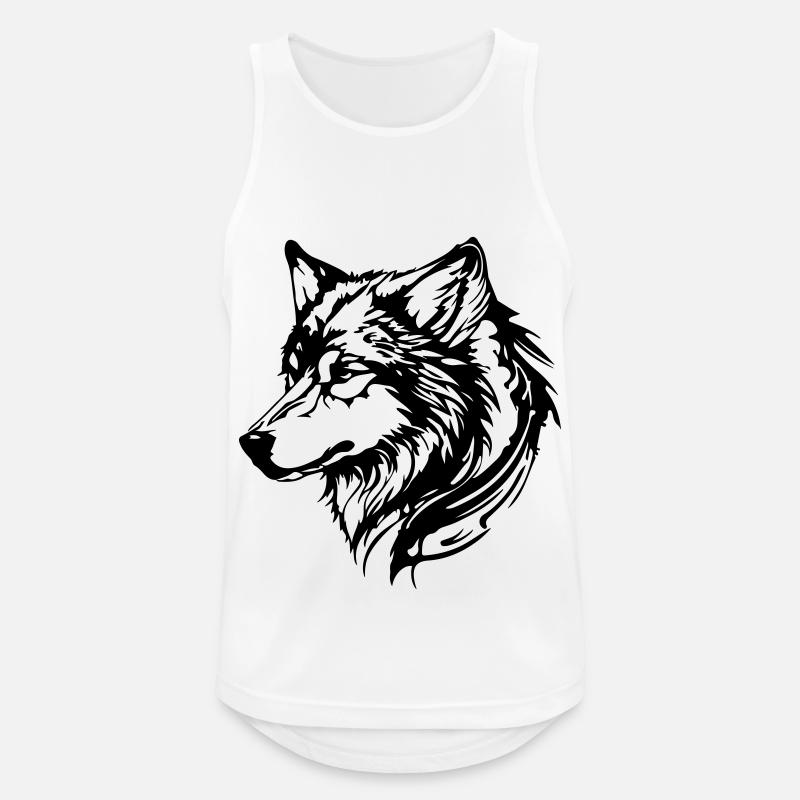 Wolf Kopf - Männer Tank Top atmungsaktiv - Weiß