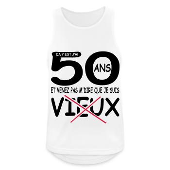 50 ans / anniversaire 50 ans / cadeau 50 ans - Débardeur respirant Homme - blanc - Devant - Nick (188cm)
