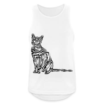 Tatouage tribal de chat - Débardeur respirant Homme - blanc - Devant - Nick (188cm)