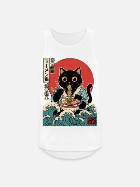 Lustige Kawaii Katzen-Ramen Japanische Anime-Nudeln - Männer Tank Top atmungsaktiv - Weiß